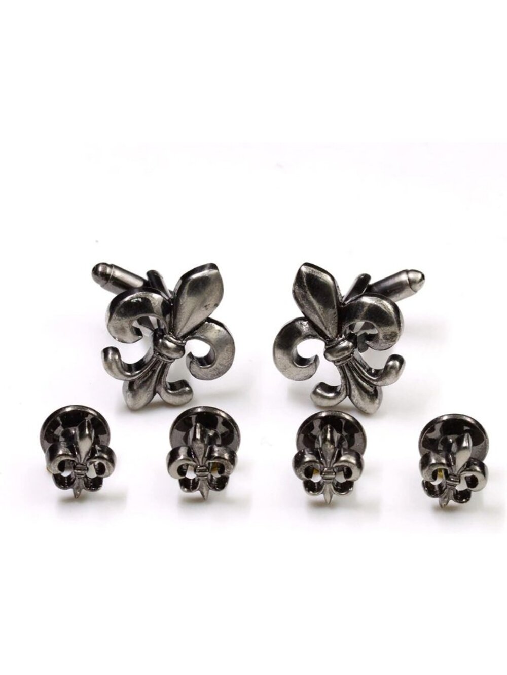 Elegant Antique Silver Tuxedo Cufflinks & Studs Set for Weddings & Groomsmen